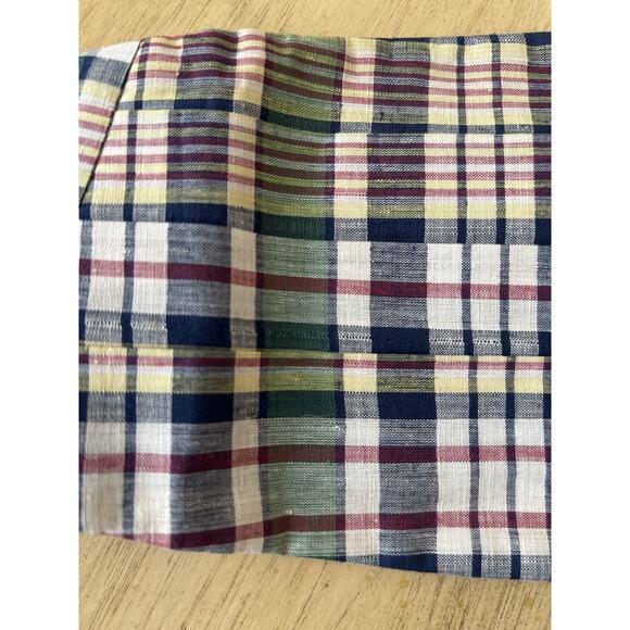 VTG Plaid Bowtie Cummerbund Green blue Yellow Preppy 80s Prom Meunch - Picture 2 of 7